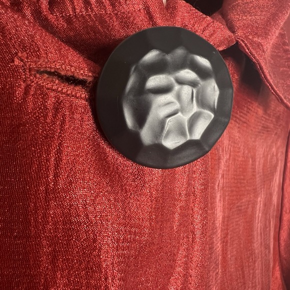 Ali Miles Jacket Womens XL Red Shimmer Collared Black‎ Textured Buttons Classic - Picture 9 of 13